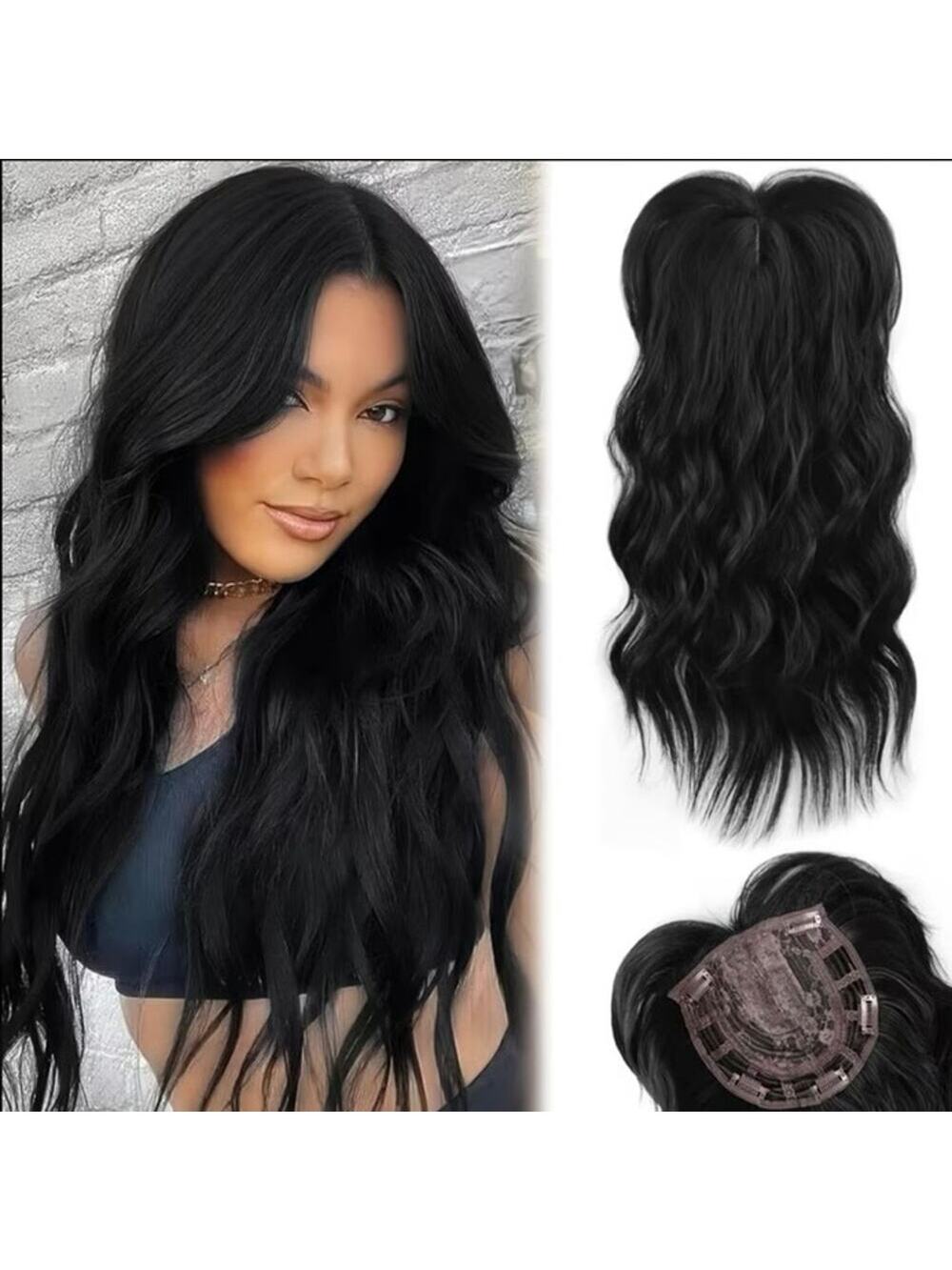 20” wavy hair topper - black - NEW #2